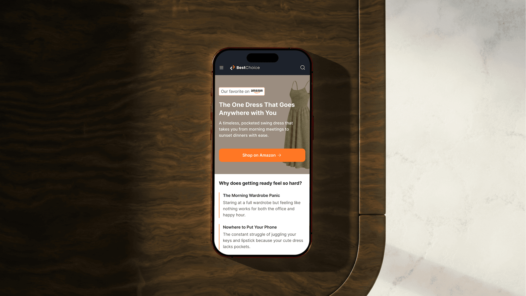 AI-assisted mobile product experience displayed on a phone