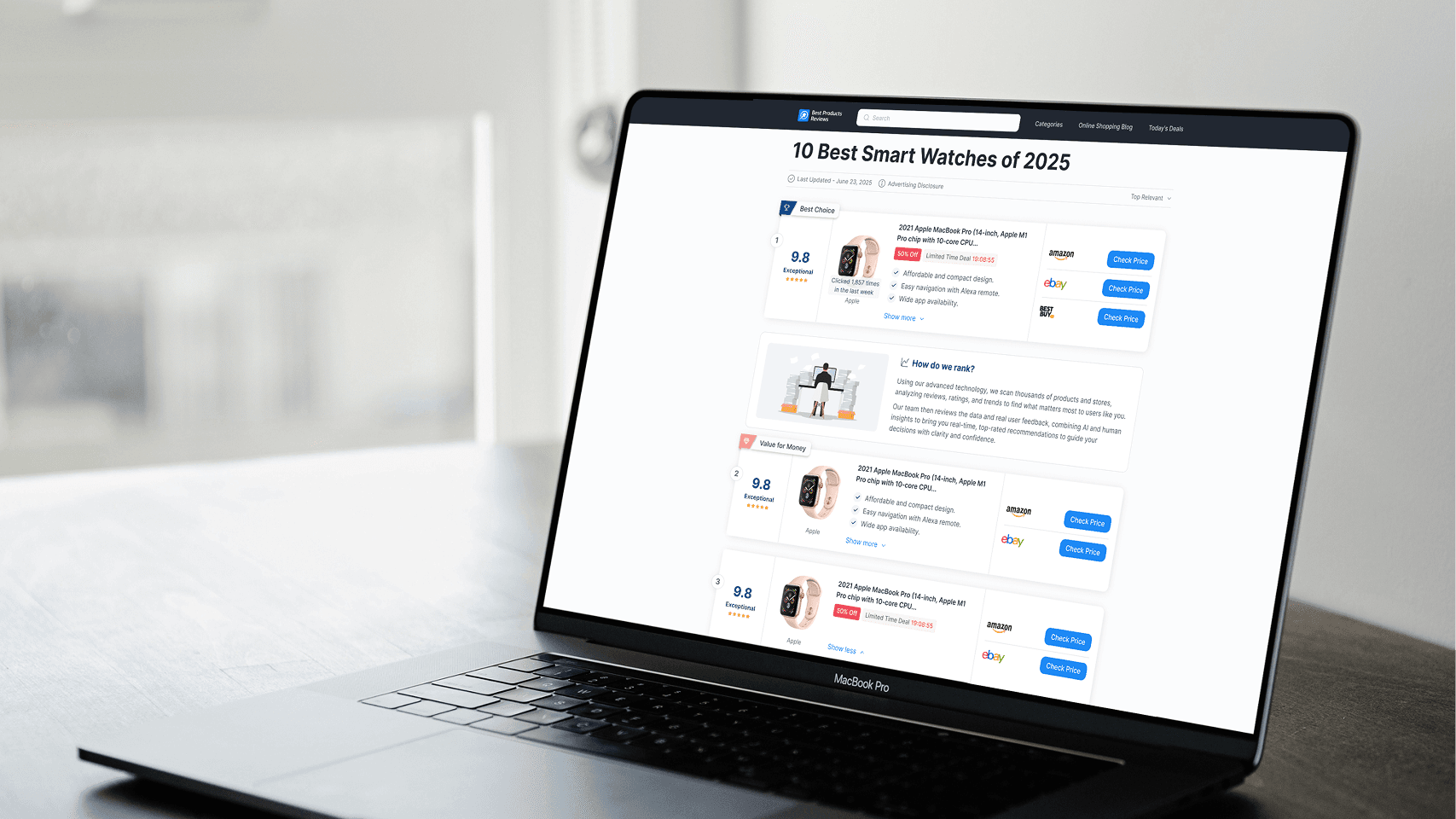Updated ecommerce comparison experience displayed on a laptop